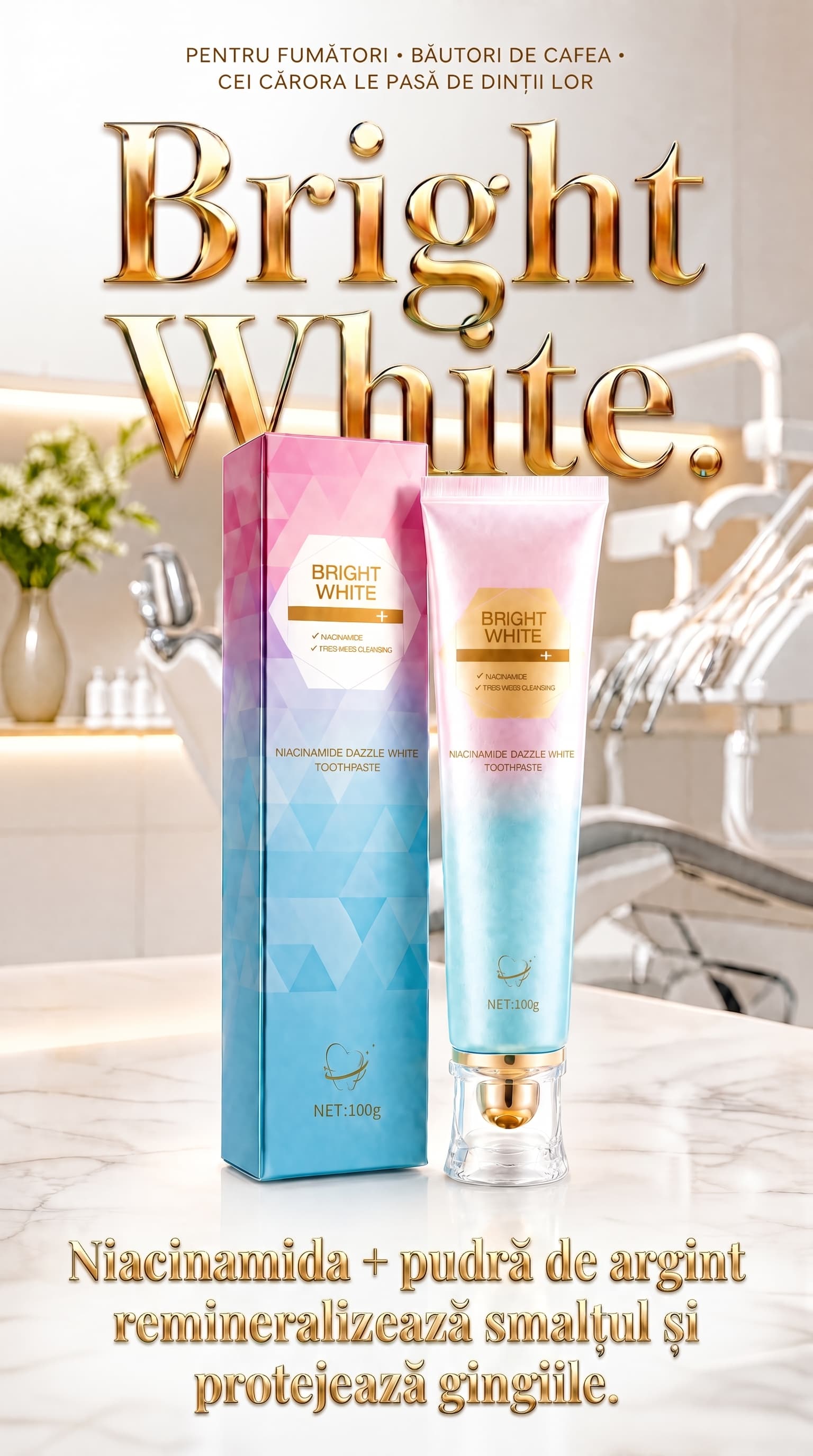 Bright White — pastă de dinți cu vitamina B3 pentru întărirea smalțului
